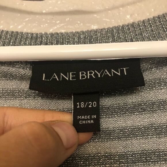 Lane Bryant knit gray metallic stripped button up cardigan sweater 18/20 - Picture 10 of 14